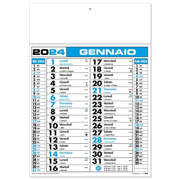 Calendario olandese 2024 148AZ Azzurro/Nero Calendario olandese 2024 148AZ Azzurro/Nero