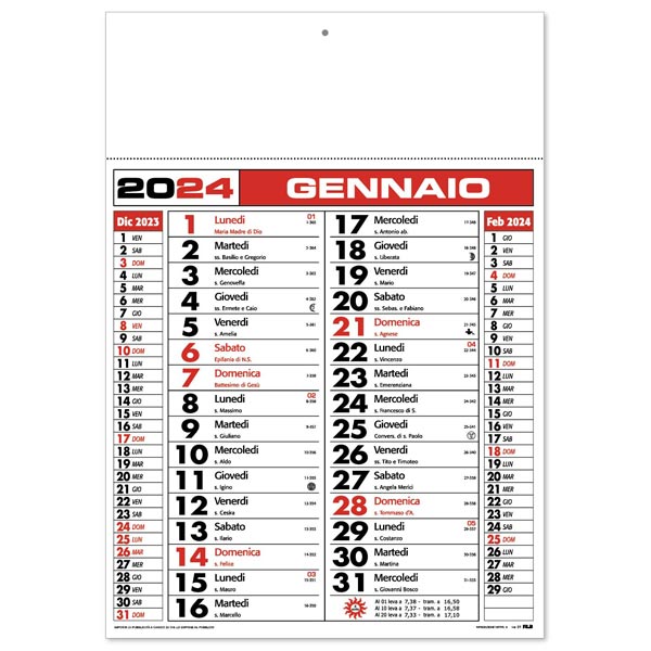 Calendario olandese 2024 148RO Rosso/Nero Calendario olandese 2024 148RO Rosso/Nero