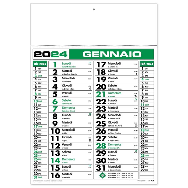 Calendario olandese 2024 148VE Verde/Nero Calendario olandese 2024 148VE Verde/Nero