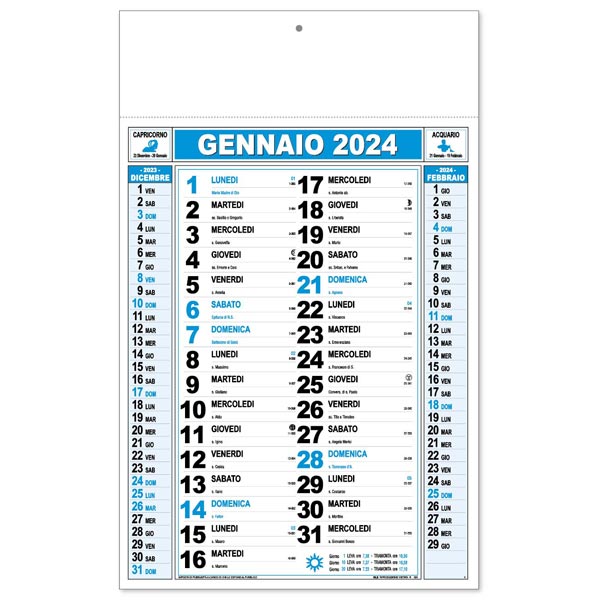 Calendario olandese 2024 151AZ Azzurro/Nero Calendario olandese 2024 151AZ Azzurro/Nero