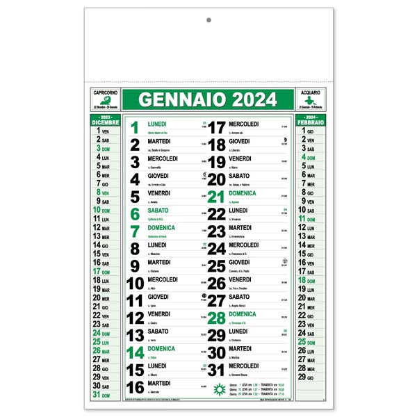 Calendario olandese 2024 151VE Verde/Nero Calendario olandese 2024 151VE Verde/Nero