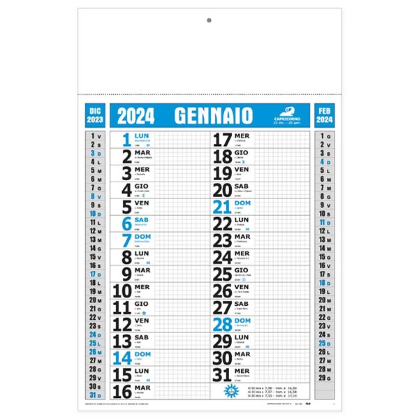 Calendario olandese 2024 155 quadrettato azzurro/nero
