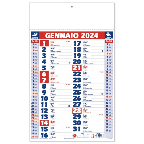 Calendario olandese 2024 159RO Rosso/Blu Calendario olandese 2024 159RO Rosso/Blu