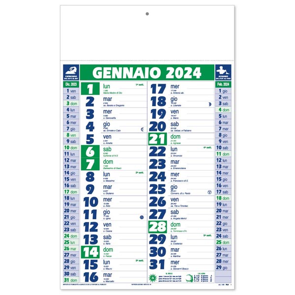 Calendario olandese 2024 159VE Verde/Blu Calendario olandese 2024 159VE Verde/Blu