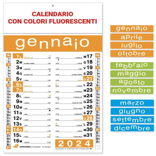 Calendario olandese 2024 166 colori fluorescenti Calendario olandese 2024 166 colori fluorescenti