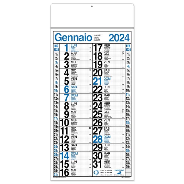 Calendario olandese 2024 190AZ Azzurro/Nero Calendario olandese 2024 190AZ Azzurro/Nero