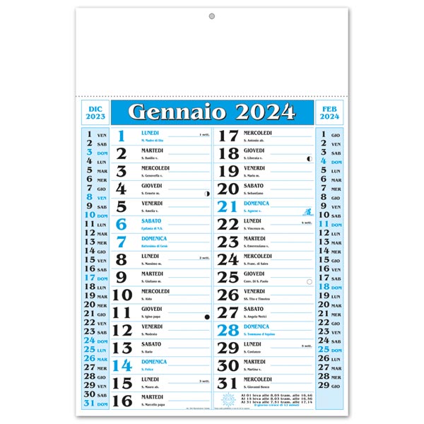 Calendario olandese 2024 260 Azzurro/Nero Calendario olandese 2024 260 Azzurro/Nero