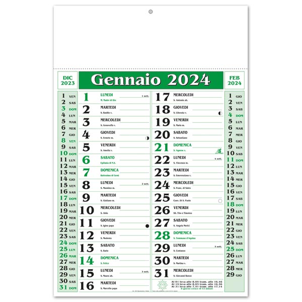 Calendario olandese 2024 260 Verde/Nero