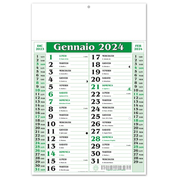 Calendario olandese 2024 260 Verde/Nero Calendario olandese 2024 260 Verde/Nero