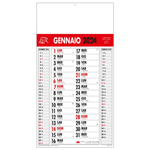 Calendario olandese 2024 840 rosso/nero Calendario olandese 2024 840 rosso/nero