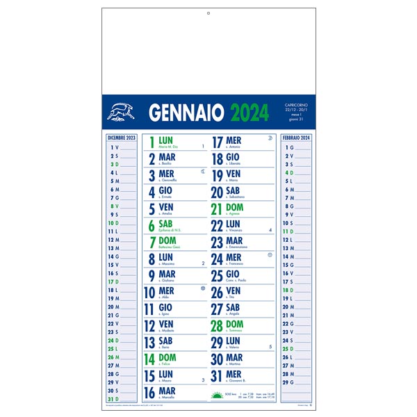Calendario olandese 2024 842 verde/blu Calendario olandese 2024 842 verde/blu