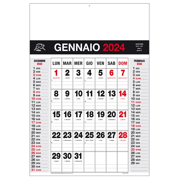 Calendario olandese 2024 880 rosso/nero Calendario olandese 2024 880 rosso/nero