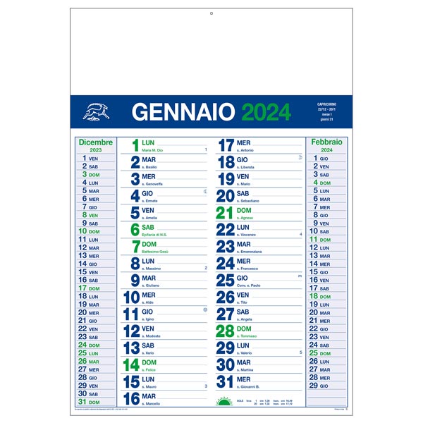 Calendario olandese 2024 885 verde/blu Calendario olandese 2024 885 verde/blu