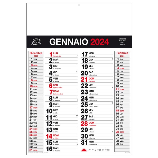Calendario olandese 2024 886 rosso/nero Calendario olandese 2024 886 rosso/nero