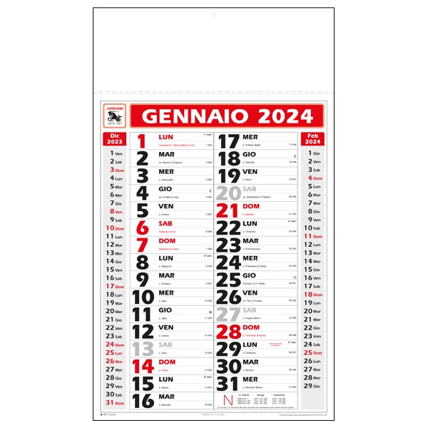 Calendario olandese 2024 IGE03RO Gigante Rosso/Nero