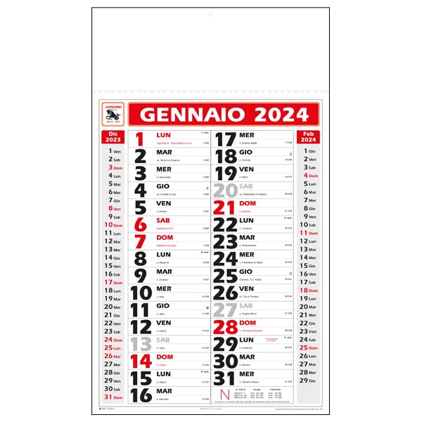 Calendario olandese 2025 IGE03RO Gigante Rosso/Nero Calendario olandese 2025 IGE03RO Gigante Rosso/Nero