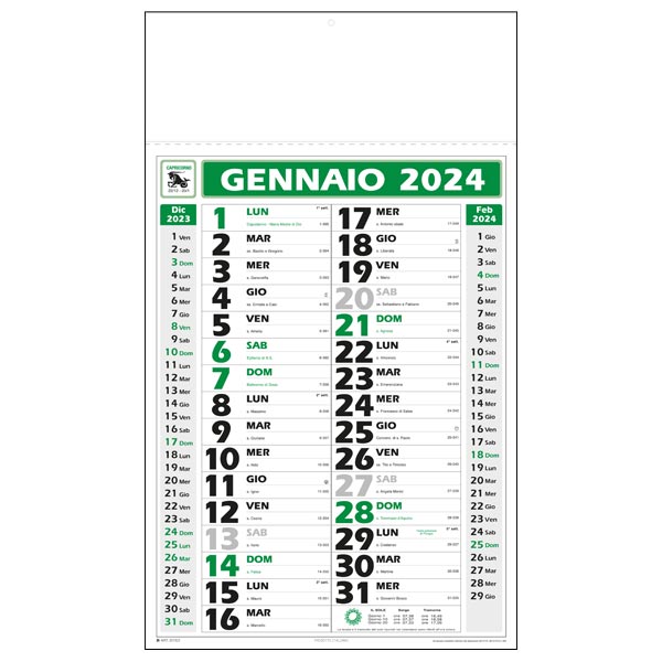 Calendario olandese 2024 IGE03VE Gigante Verde/Nero