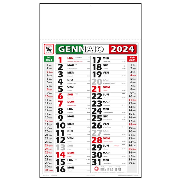 Calendario olandese 2024 IGE10 Tricolore