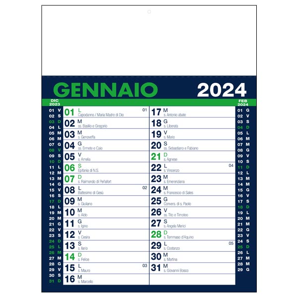 Calendario olandese 2024 IGE62VE Canadese Verde/Blu