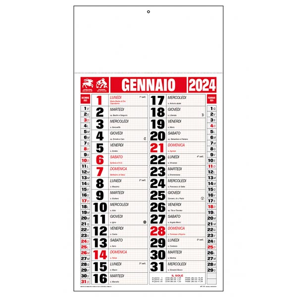 Calendario olandese 2024 C0590A rosso/nero Calendario olandese 2024 C0590A rosso/nero