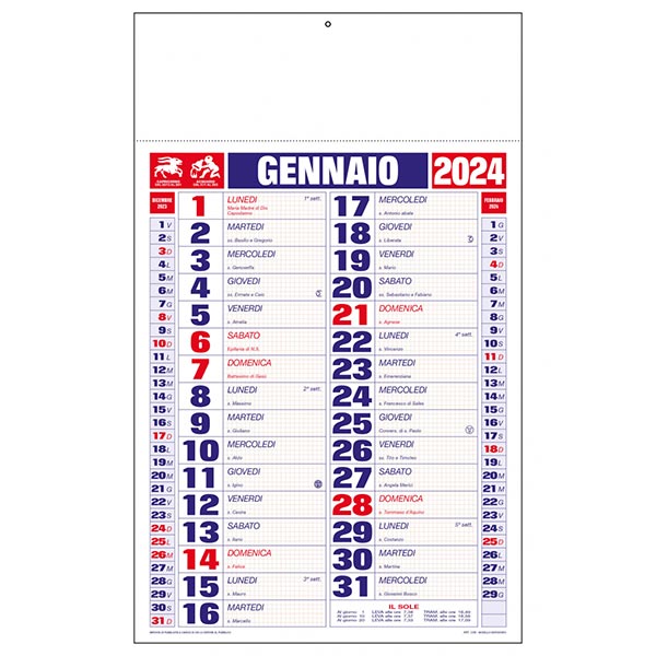 Calendario olandese 2024 C0690 rosso/blu Calendario olandese 2024 C0690 rosso/blu