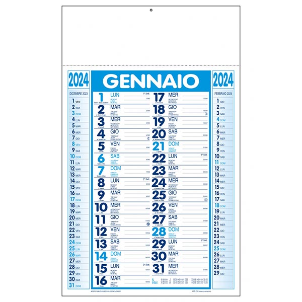 Calendario olandese 2024 C1290B azzurro/blu Calendario olandese 2024 C1290B azzurro/blu