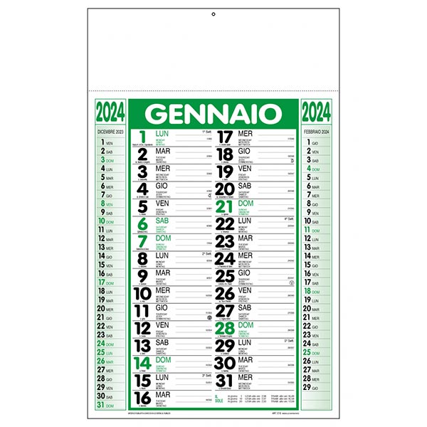 Calendario olandese 2024 C1290C verde/nero Calendario olandese 2024 C1290C verde/nero
