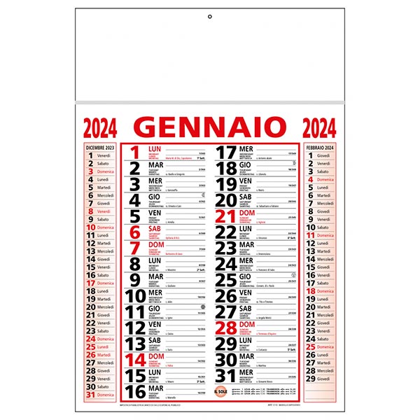 Calendario olandese 2024 C1391A rosso/nero