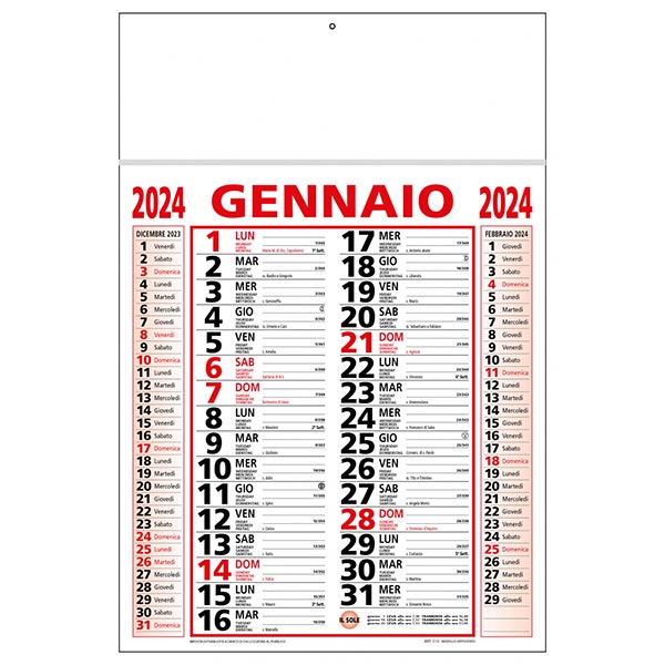 Calendario olandese 2024 C1391A rosso/nero Calendario olandese 2024 C1391A rosso/nero
