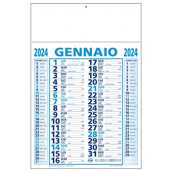 Calendario olandese 2024 C1391B azzurro/nero Calendario olandese 2024 C1391B azzurro/nero