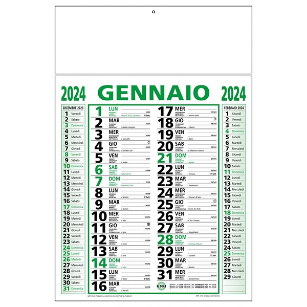 Calendario olandese 2024 C1391C verde/nero