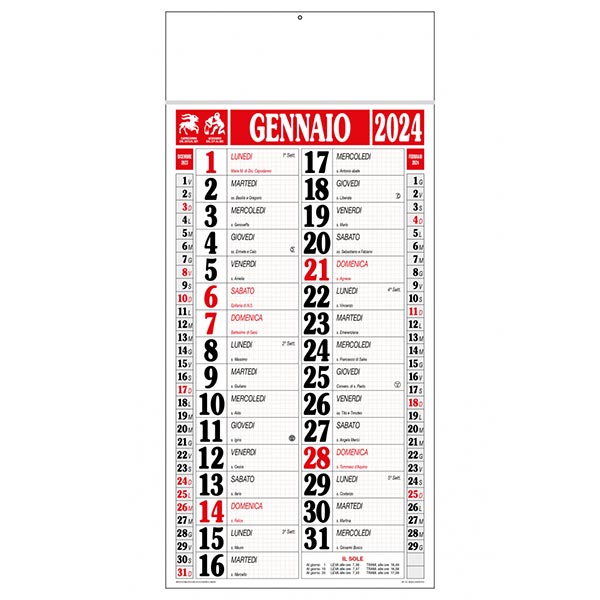 Calendario olandese 2024 C1691A rosso/nero Calendario olandese 2024 C1691A rosso/nero