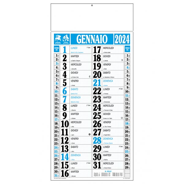 Calendario olandese 2024 C1691B azzurro/nero Calendario olandese 2024 C1691B azzurro/nero