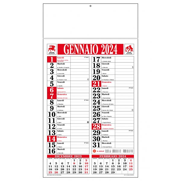 Calendario olandese 2024 C1891A rosso/nero