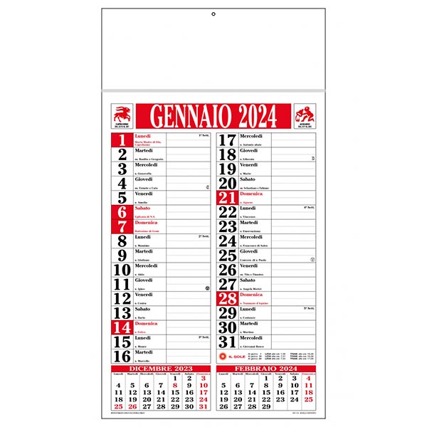 Calendario olandese 2024 C1891A rosso/nero Calendario olandese 2024 C1891A rosso/nero