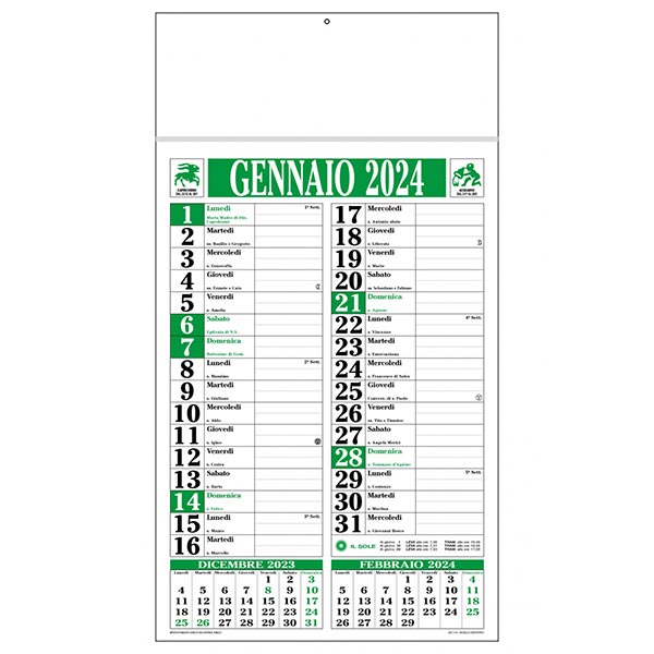 Calendario olandese 2024 C1891C verde/nero