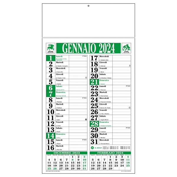Calendario olandese 2024 C1891C verde/nero Calendario olandese 2024 C1891C verde/nero