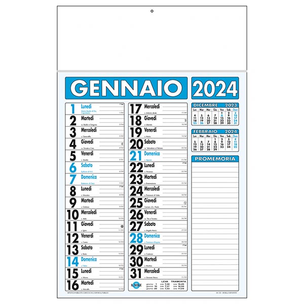Calendario olandese 2024 C2191B azzurro/nero Calendario olandese 2024 C2191B azzurro/nero