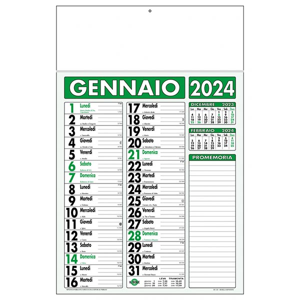 Calendario olandese 2024 C2191C verde/nero
