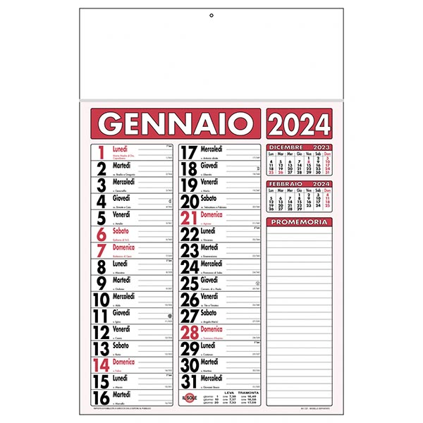 Calendario olandese 2024 C2191E bordeaux/nero