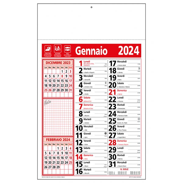 Calendario olandese 2024 C2390A rosso/nero Calendario olandese 2024 C2390A rosso/nero