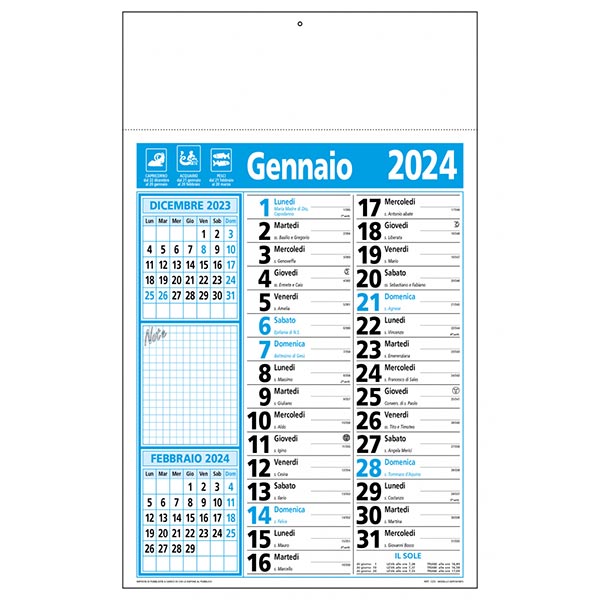 Calendario olandese 2024 C2390B azzurro/nero