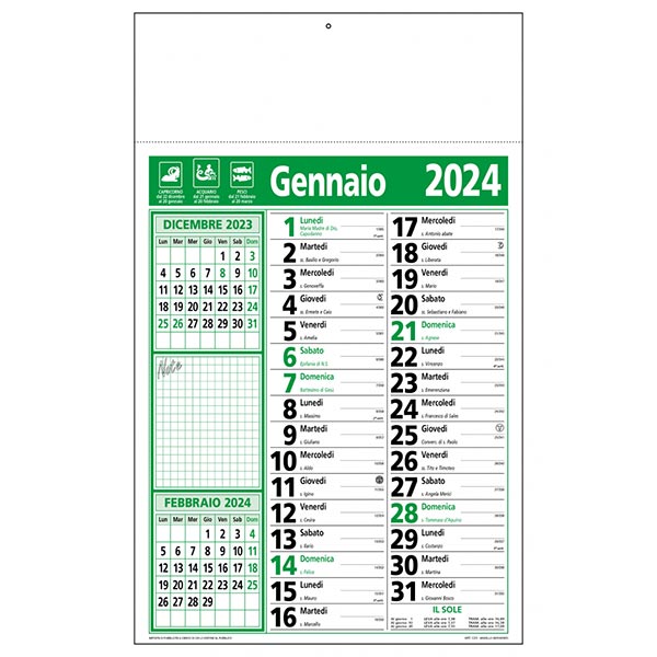 Calendario olandese 2024 C2390C verde/nero Calendario olandese 2024 C2390C verde/nero