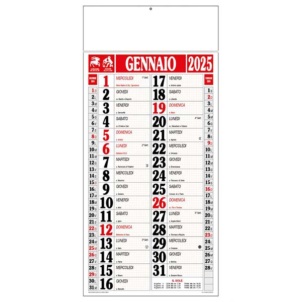 Calendario olandese 2025 C1691A rosso/nero Calendario olandese 2025 C1691A rosso/nero