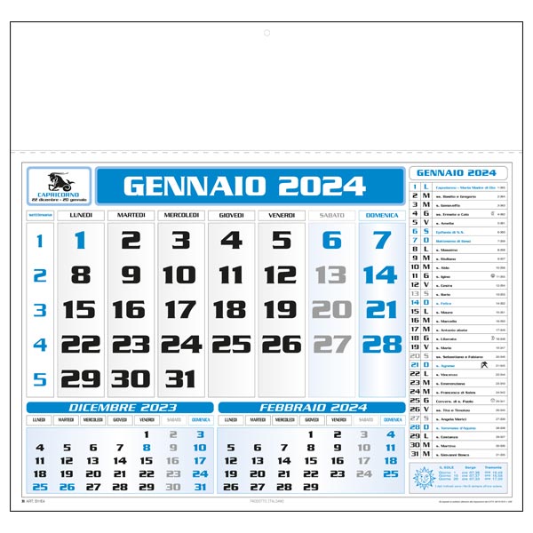 Calendario olandese americano 2024 E04BL Blu/Nero