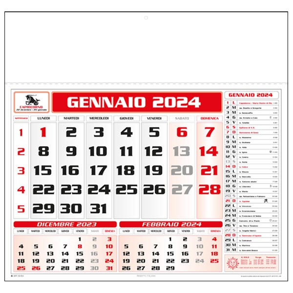 Calendario olandese americano 2024 E04RO Rosso/Nero