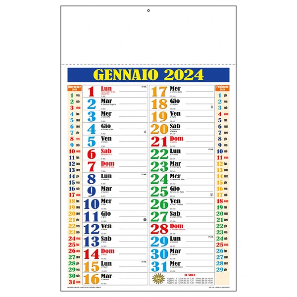 Calendario olandese multicolor 2024 C2590 Calendario olandese multicolor 2024 C2590