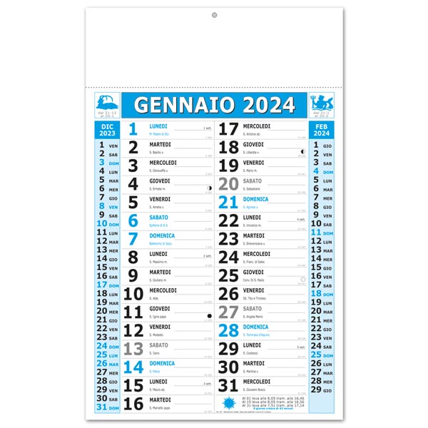 Calendario olandese 2024 257 Trimensile Large Azzurro/Nero