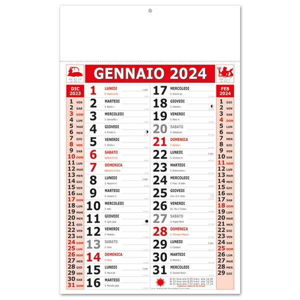 Calendario olandese 2024 257 Trimensile Large Rosso/Nero Calendario olandese 2024 257 Trimensile Large Rosso/Nero
