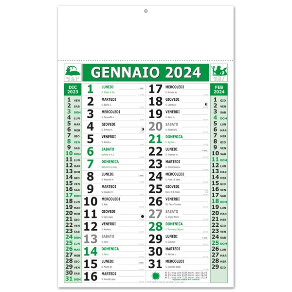 Calendario olandese 2024 257 Trimensile Large Verde/Nero